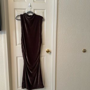 Velvet Mock Neck Midi Dress